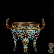 Gilded bronze incense burner with cloisonné enamel, Qing dynasty