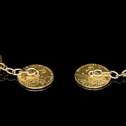 Gemelos de oro de 18 kt con monedas estadounidenses y gemas de colores