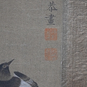 Chinese painting ‘Magpies on a Plum Tree in Bloom’, signed Chen Mei