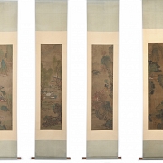 Conjunto de cuatro pinturas chinas 