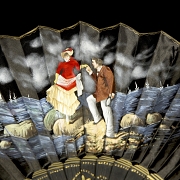 Abanico de seda negra y madera, s.XX - 1