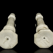 Pareja de lámparas pedestales de alabastro, s.XX - 5