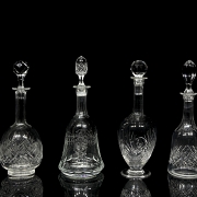 Cuatro licoreras en cristal tallado, s.XX