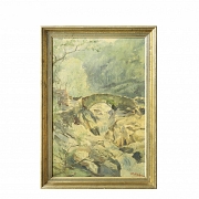 J. Mettlach (20th century) ‘Bridge between rocks’