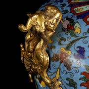 Jarrón meiping de bronce con esmalte cloisonné 