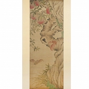Chinese painting “Bats and Peaches,” signed Wang Wu