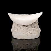 Porcelain cushion with white enamel ‘Characters’, Ding kiln