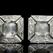 Pareja de ceniceros en plata boliviana, s.XX