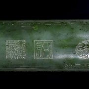 Pareja de porta inciensos de jade espinaca de Hetian 