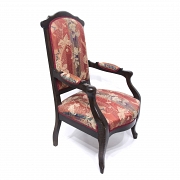 Silla de madera con brazos de estilo isabelino, s.XX - 3