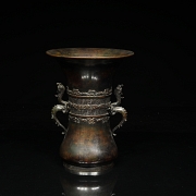 Jarrón ceremonial tipo Hu de bronce, s.XX