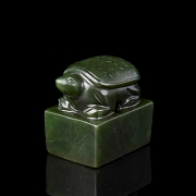 Spinach green jade ‘Turtle’ seal, Qing dynasty
