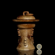 Lámpara de aceite de jade amarillo, periodo Reinos Combatientes