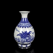 Jarrón Yuhuchun de porcelana en azul y blanco 