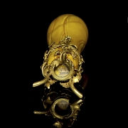 Calabaza de cerámica con pie de metal, s.XIX