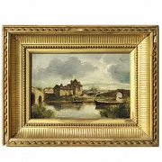 19th-20th century French school ‘Village near two bridges’