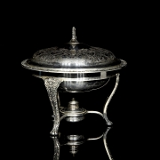 Calentador de metal plateado, s.XX