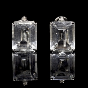 Pendientes en oro blanco de 18k, con aguamarina y diamantes