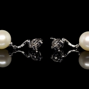 Pendientes perlas en oro blanco de 18 kt y diamantes