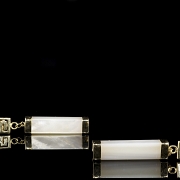 Dangling earrings in 18kt yellow gold and mother-of-pearl - 3