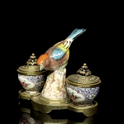 Mennecy Porcelain double writing desk “Bird on branch” 18th-19th centuries - 2