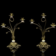 Candelabros de bronce y cerámica, segunda mitad s. XX