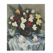 米格尔·瓦克尔（1910–1988）《带花的静物》