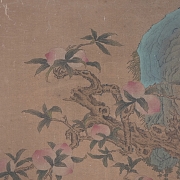 Chinese painting ‘Wise Man Under the Peach Tree’, signed Gu Luo