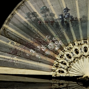 Abanico con flores y paisaje, s.XIX-XX