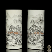 Pair of vases “Landscape with poem”, Qing dynasty - 6