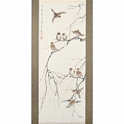 Chinese painting ‘Sparrows on Branches’, signed by Xu Beihong