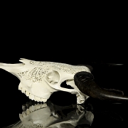 Carved water buffalo skull, 20th century - 4