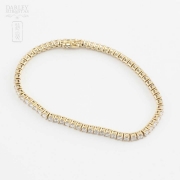 Pulsera riviére en oro amarillo de 18k y diamantes. - 3