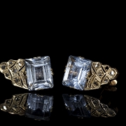 Pendientes Art Déco de oro de 14 kt con aguamarinas