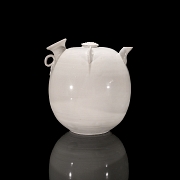 Vasija para vino de cerámica esmaltada en blanco, horno Ding