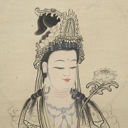 Painting ‘Quanyin with Lotus’, signed Zhang Daqian - 3