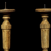 Pair of wooden candlesticks, 19th century