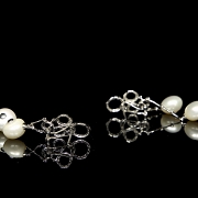 Pendientes en oro blanco de 18k con diamantes y perlas
