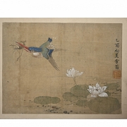 Chinese painting ‘Kingfisher with Lotus’, signed Chen Zhifo