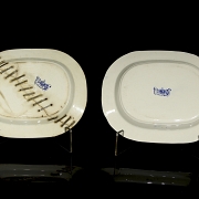 Pair of Willow Pattern trays, ‘Improved Stoneware’, 19th-20th century