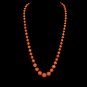 Red coral bead necklace