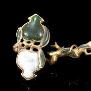 Jade and gilded bronze ruyi, Qing dynasty