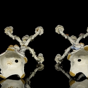 Pair of ‘Von Schierholz’ porcelain candlesticks, 19th century