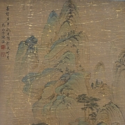 Chinese painting ‘Village Among the Mountains’, signed Lu Zhi