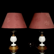 Levinton, Pareja de lámparas opalina, USA, s.XX