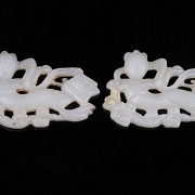 Pareja de placas de jade blanco