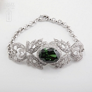 Aderezo de Fallera verde Esmeralda y plata Rodiado - 4