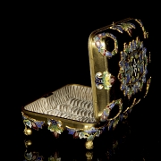 Antique jewellery box in gilded bronze and champlevé