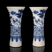 Pair of Gu vases, ‘Scenes and Flowers’, Qing dynasty