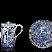 马斯特里赫特莫萨瓷器，中式瓷质茶壶及托盘，荷兰，20世纪 - 6